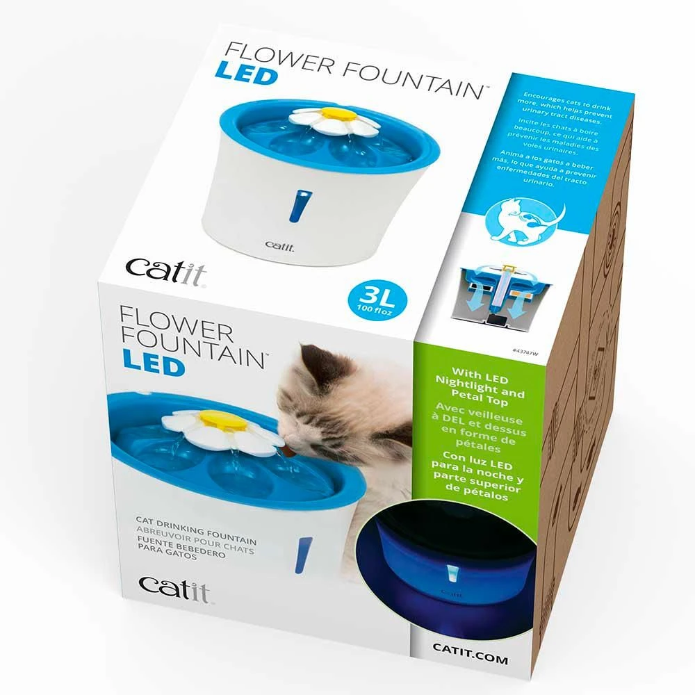 Bebedero Estilo Fuente Floral LED Para Gatos 4 Bebedero Estilo Fuente Floral LED Para Gatos - Imagen 2