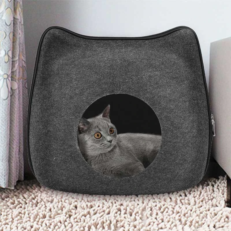 Cama Igloo De Fieltro Para Gatos 4 Cama Igloo De Fieltro Para Gatos - Imagen 2