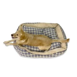 Kimba Eco Cama Andes Escocés Crudo/Azul -Mascotas Productos Tienda kimba cama crudo azul 4