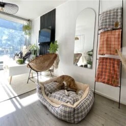 Kimba Eco Cama Andes Escocés Crudo/Azul -Mascotas Productos Tienda kimba cama crudo azul 5