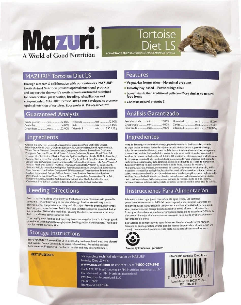 Mazuri "Tortoise Diet LS" Para Tortugas Terrestres 4 Mazuri "Tortoise Diet LS" Para Tortugas Terrestres - Imagen 2