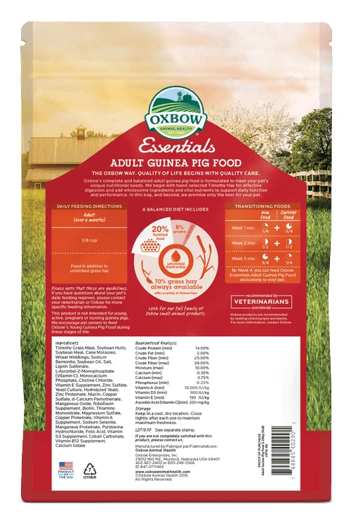 Oxbow "Essentials" Alimento Para Cuye Adulto 4 Oxbow "Essentials" Alimento Para Cuye Adulto - Imagen 2