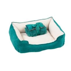 Pawise 3 En 1 Cama + Manta + Cojín -Mascotas Productos Tienda pawise cama3x1 verde