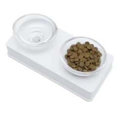 Platos Elevados De Vidrio Para Gatos -Mascotas Productos Tienda plato elevado blanco 1