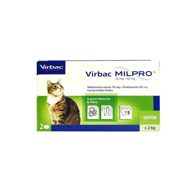 Milpro Virbac Antiparasitario Interno Para Gatos - Desde 2 Kilos (2 Comprimidos) 3 Milpro Virbac Antiparasitario Interno Para Gatos - Desde 2 Kilos (2 Comprimidos)